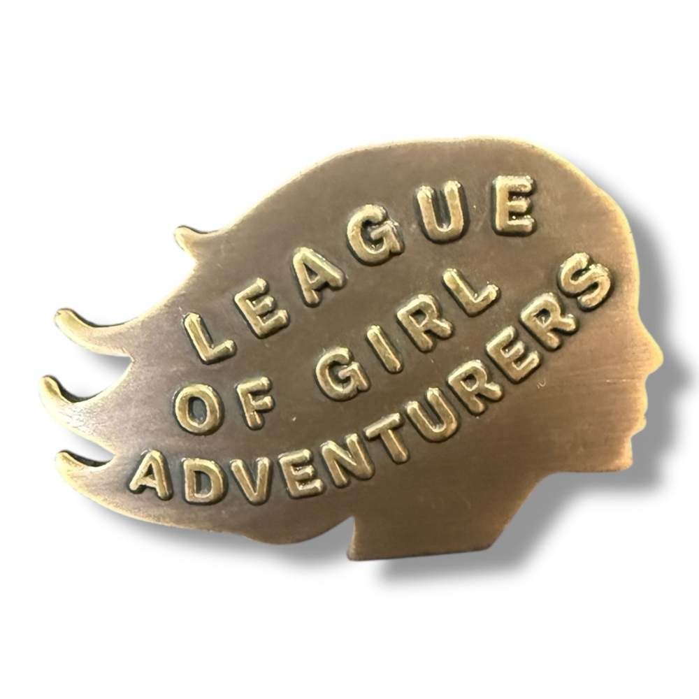 Antique Bronze League of Girl Adventurers Pin Brooch by Arsenal Handicraft